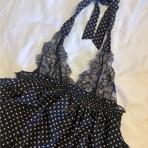 Victoria's Secret Black and Pink Polka Dot Chemise